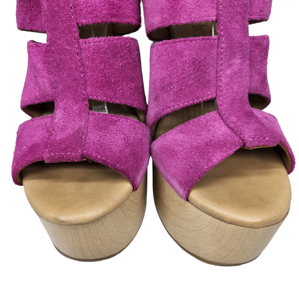 Calvin Klein Shoes Womens 5.5 6 Purple Platform Heels Chunky Suede Groovy Funky - Picture 4 of 11